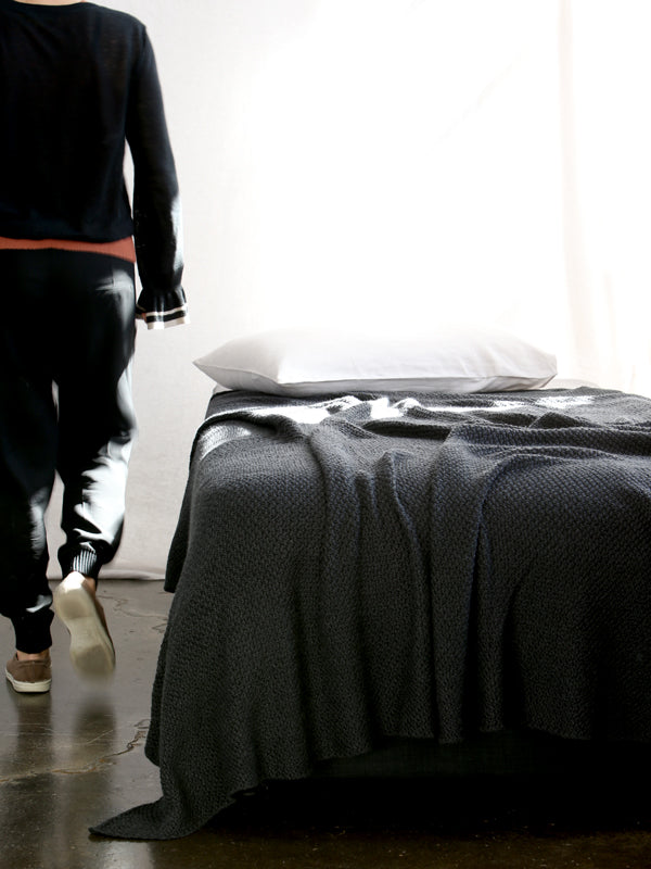 MERINO WOOL Moss Blanket - Charcoal