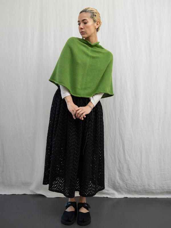 COTTON Jersey Roll Neck Ponchino  .  Spinach