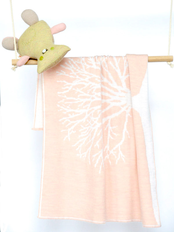 Merino Wool Knitted Tree Blanket lunagallery