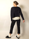 MOHAIR + MERINO Diamond Crop Cardi . Black