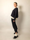 MOHAIR + MERINO Diamond Crop Cardi . Black