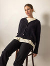 MOHAIR + MERINO Diamond Crop Cardi . Black