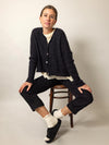 MOHAIR + MERINO Diamond Crop Cardi . Black