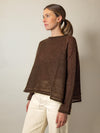 Sheer MOHAIR Raglan Sleeve Sweater . Espresso