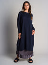 MERINO WOOL Long Knitted Jumper Dress . Ink