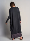 MERINO WOOL Long Knitted Jumper Dress . Charcoal