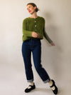 MOHAIR + MERINO Diamond Crop Cardi . Lime