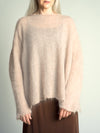 MOHAIR Luscious Lace Rib Sweater . Ash Rose