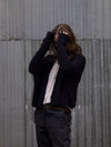 MOHAIR + MERINO Diamond Crop Cardi . Black