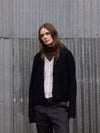 MOHAIR + MERINO Diamond Crop Cardi . Black