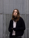 MOHAIR + MERINO Diamond Crop Cardi . Black