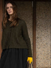 MOHAIR + MERINO Diamond Crop Cardi . Olive