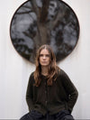 MOHAIR + MERINO Diamond Crop Cardi . Olive