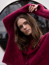 MOHAIR + MERINO Diamond Crop Cardi . Raspberry
