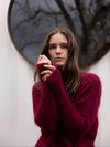 MOHAIR + MERINO Diamond Crop Cardi . Raspberry