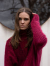 MOHAIR + MERINO Diamond Crop Cardi . Raspberry