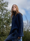 MOHAIR + MERINO Roll Neck Jumper . Midnight