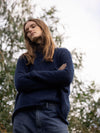 MOHAIR + MERINO Roll Neck Jumper . Midnight