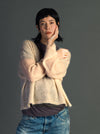 Sheer MOHAIR Crop V Neck Sweater . Biscotti