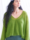 Sheer MOHAIR Crop V Neck Sweater . Lime