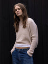 MOHAIR + MERINO Waffle Crop Jumper . Biscotti