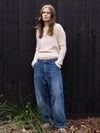 MOHAIR + MERINO Waffle Crop Jumper . Biscotti
