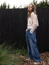 MOHAIR + MERINO Waffle Crop Jumper . Biscotti