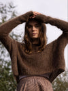 MOHAIR + MERINO Waffle Crop Jumper . Coffee