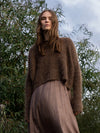 MOHAIR + MERINO Waffle Crop Jumper . Coffee