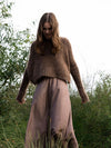 MOHAIR + MERINO Waffle Crop Jumper . Coffee