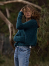MOHAIR + MERINO Waffle Crop Jumper . Teal