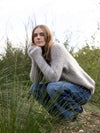 MOHAIR + MERINO Shadow Rib Jumper . Flax