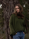 MERINO WOOL Roll Neck Jumper . Seaweed
