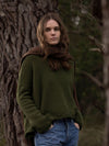 MERINO WOOL Roll Neck Jumper . Seaweed
