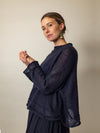 Sheer MOHAIR Raglan Sleeve Sweater . Midnight
