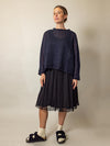 Sheer MOHAIR Raglan Sleeve Sweater . Midnight