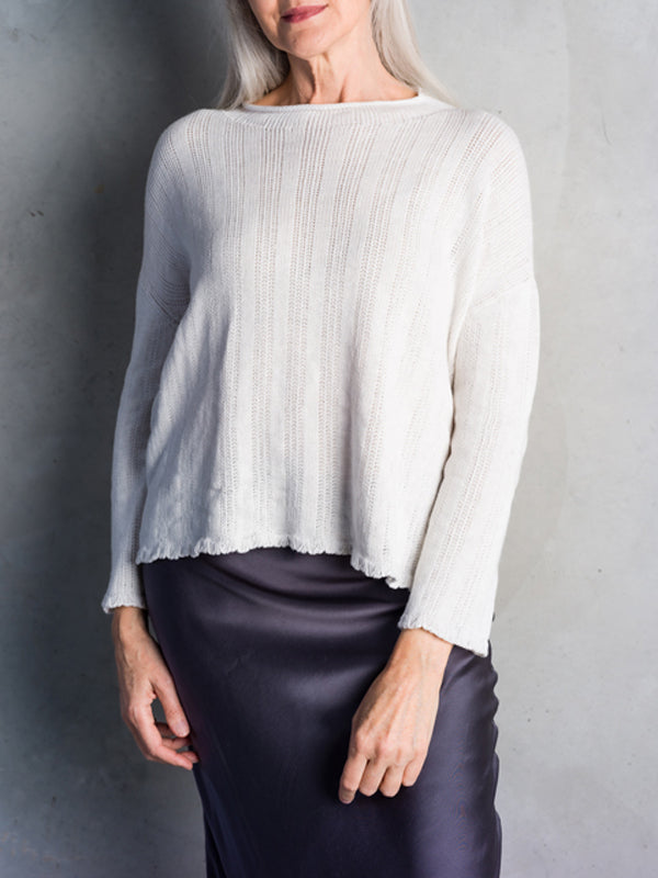 COTTON Textured Rib Jumper Oyster Knitwear made in Melbourne