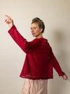 Sheer MOHAIR Raglan Sleeve Sweater . Raspberry