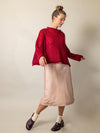 Sheer MOHAIR Raglan Sleeve Sweater . Raspberry