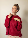 Sheer MOHAIR Raglan Sleeve Sweater . Raspberry