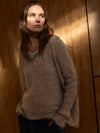 MOHAIR + MERINO Waffle V Neck Jumper . Silver