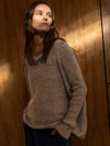 MOHAIR + MERINO Waffle V Neck Jumper . Silver