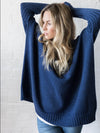 MERINO WOOL Turtle Neck Jumper Dress . Sapphire
