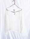 Sheer MOHAIR Crop V Neck Sweater . Froth