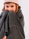 merino wool knitted baby cot blanket - grey - luna ninos knitwear